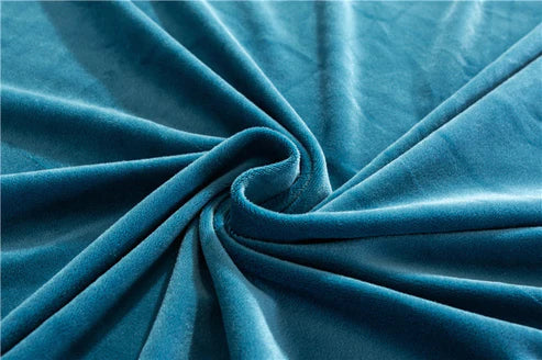 Lake Blue Velvet Plush Sofa Cover