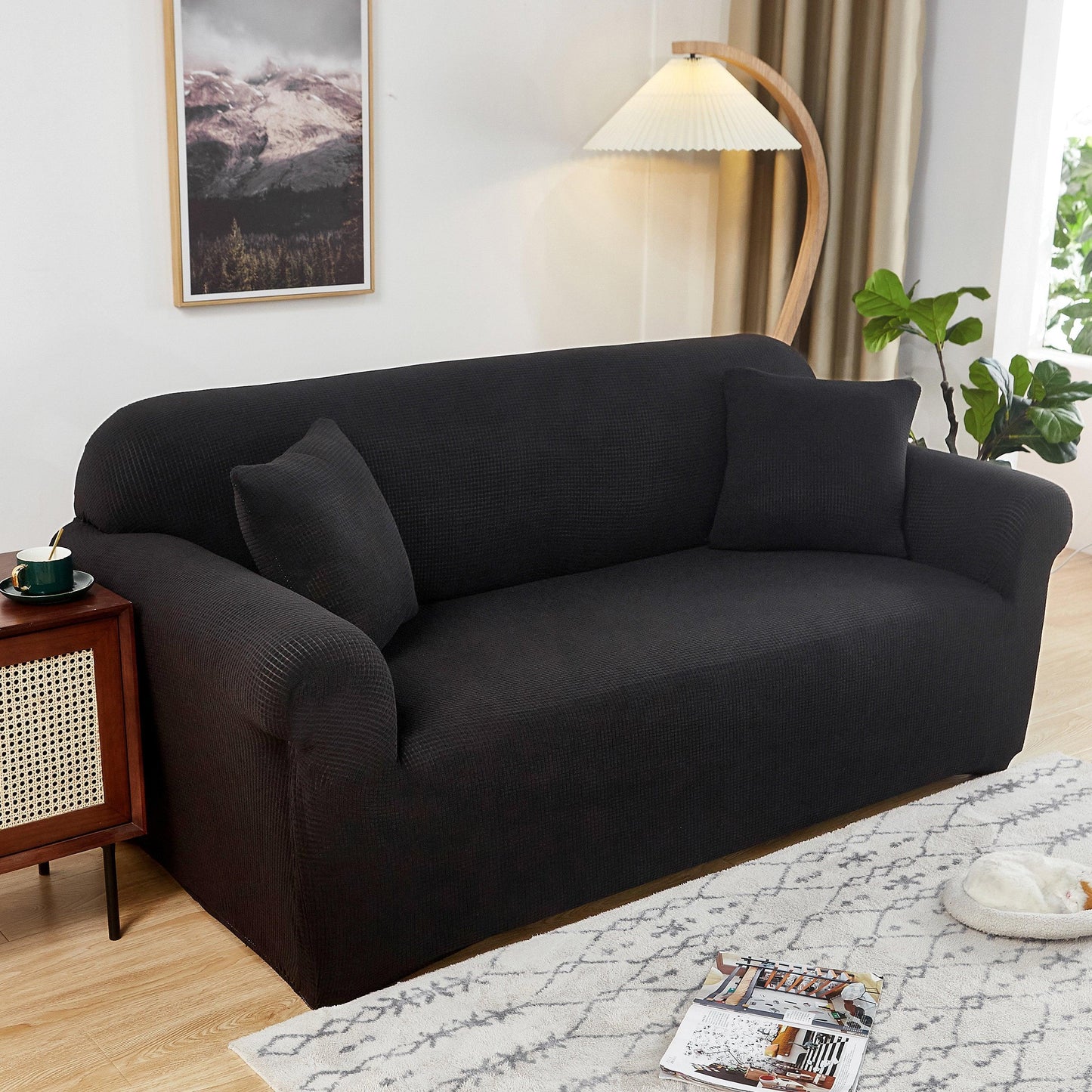 Black Water-Repellent Sofa Cover