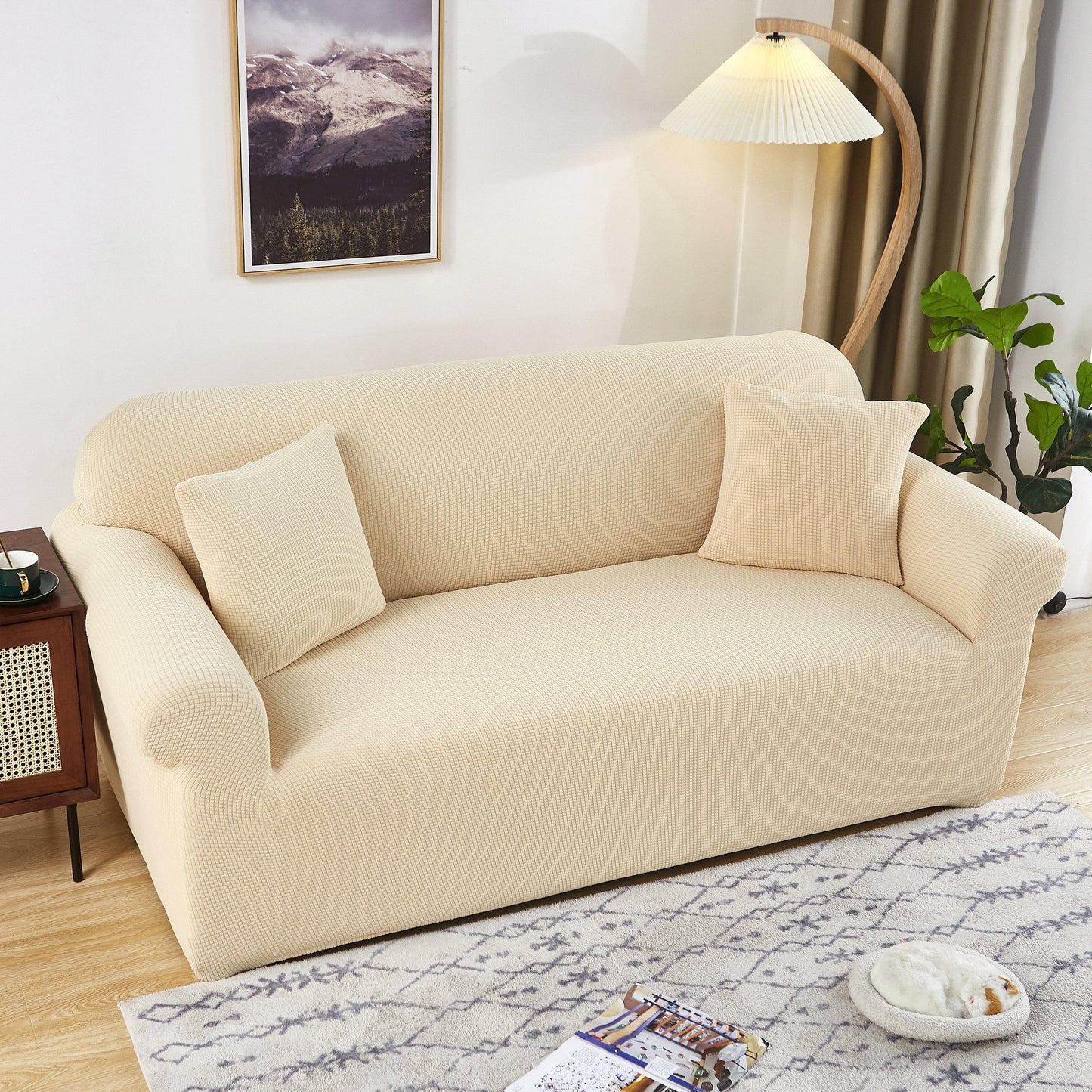 Tea White Water-Repellent Sofa Cover