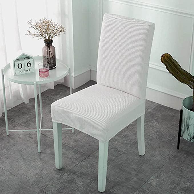 White Jacquard Dining Chair Cover LushCovers