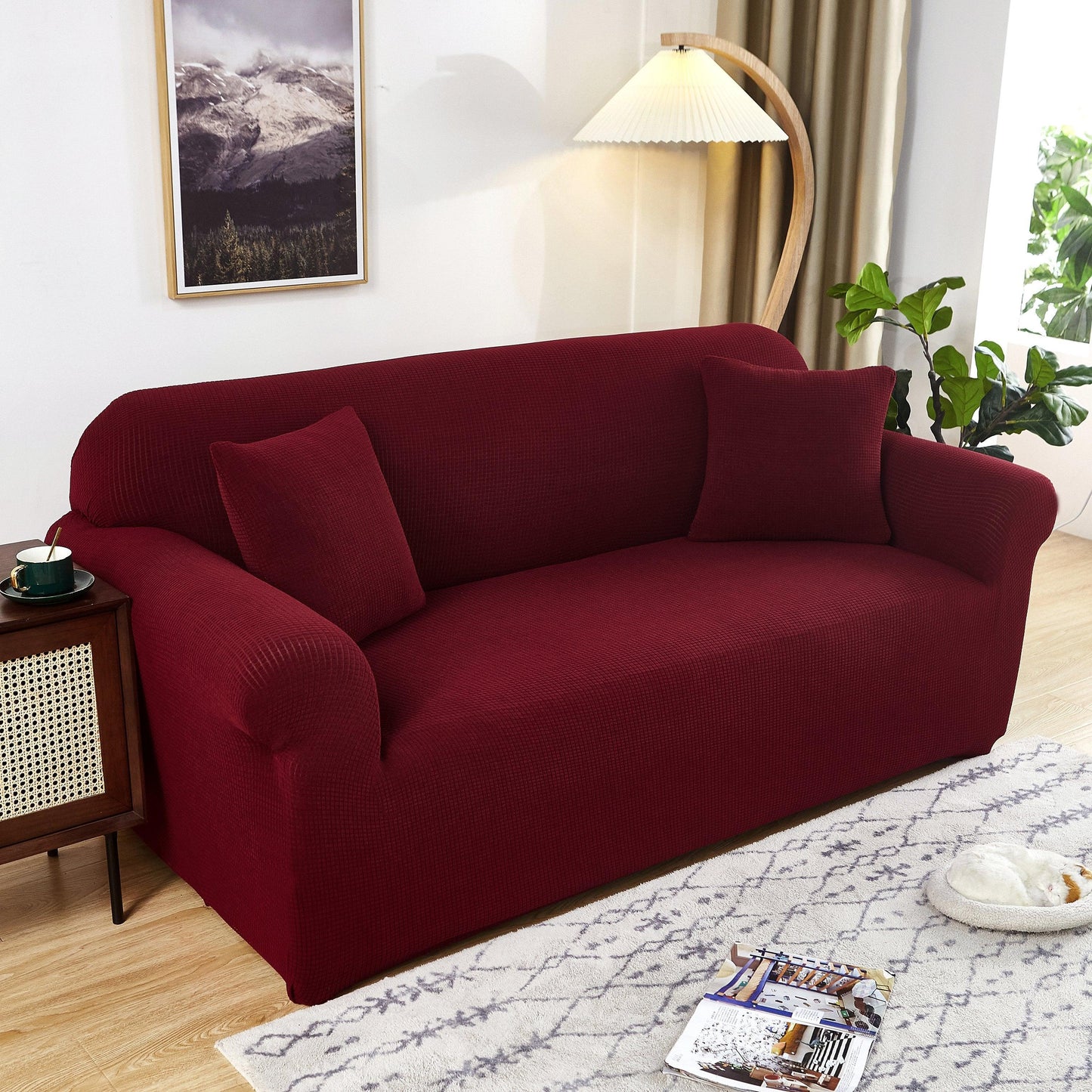 Wine Red Water-Repellent Sofa Cover