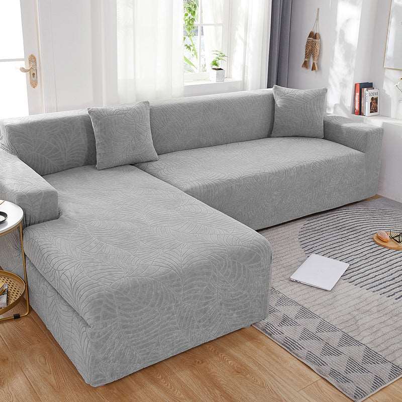 Light Grey Embossed Sofa Cover – LushCovers - Main Image