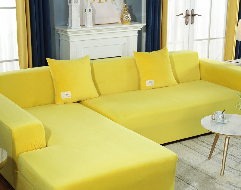 Bright Yellow Velvet Plush Sofa Cover