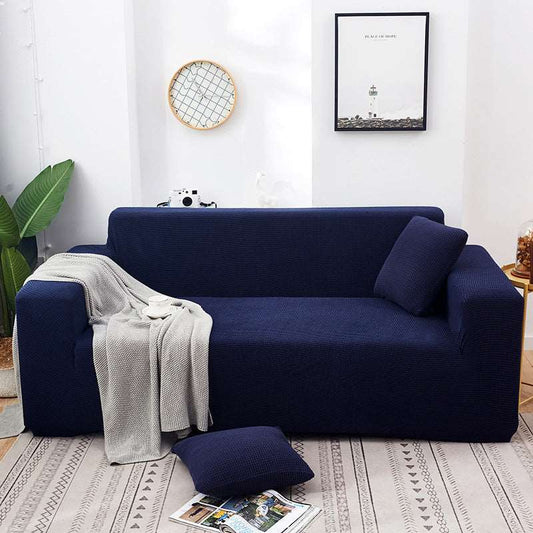 Navy Blue Jacquard Sofa Cover