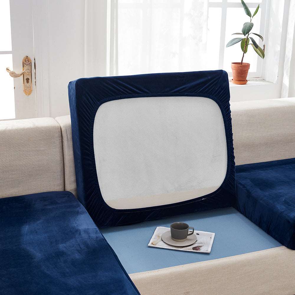 Navy Blue Velvet Sofa Cushion Cover