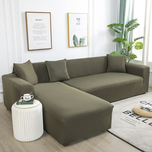 Khaki Pure Colour Sofa Cover