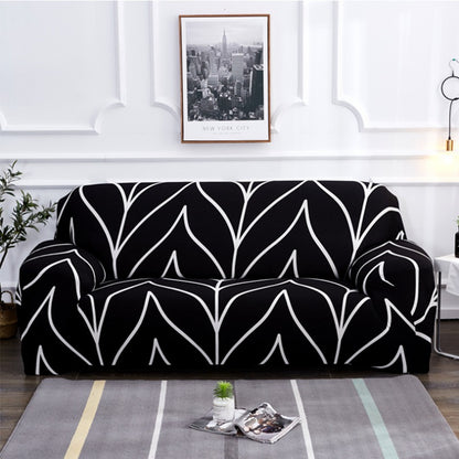 Black Leaves Sofa Cover