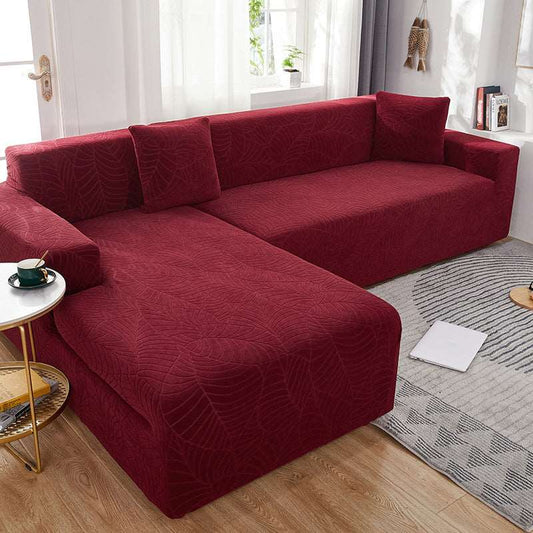 Wine Red Embossed Sofa Cover