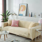 Beige Velvet Plush Sofa Cover