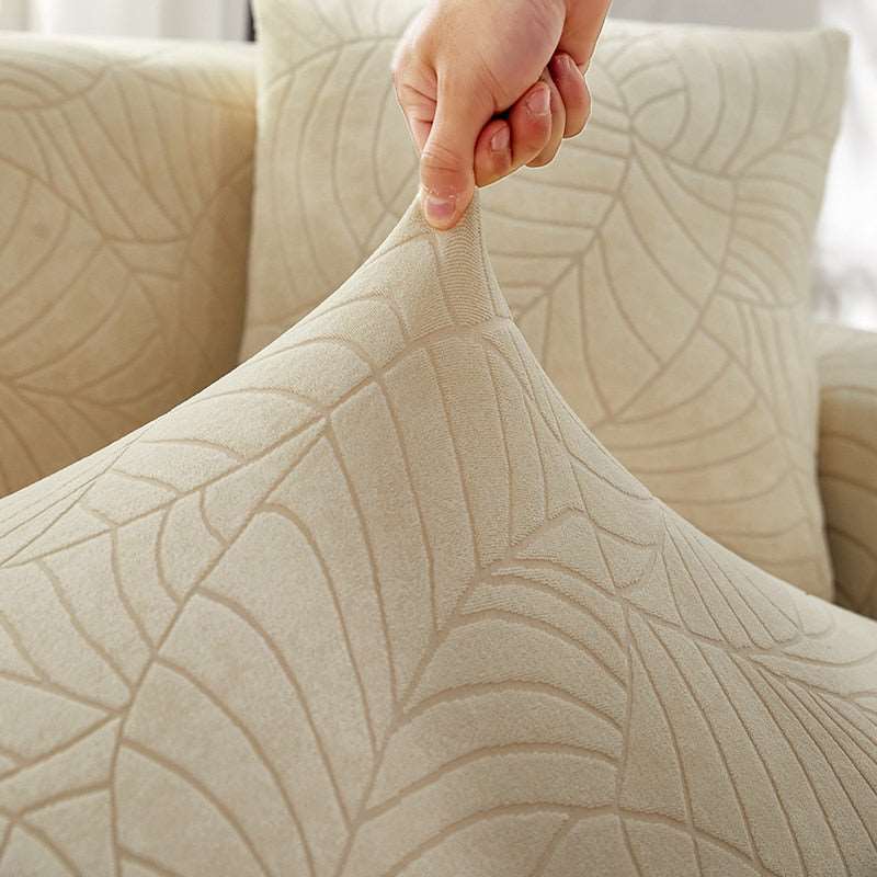 Beige Embossed Sofa Cover