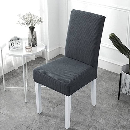 Dark Grey Jacquard Dining Chair Cover