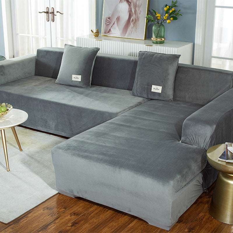 Light Grey Velvet Plush Sofa Cover