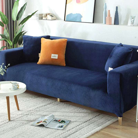 Navy Blue Velvet Plush Sofa Cover