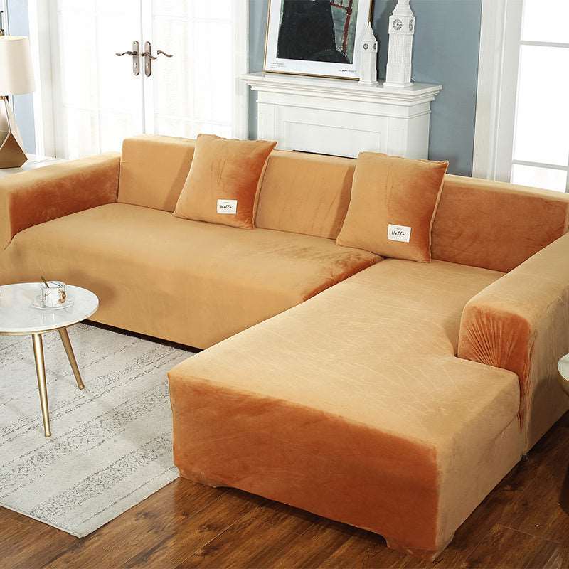 Orange Velvet Plush Sofa Cover