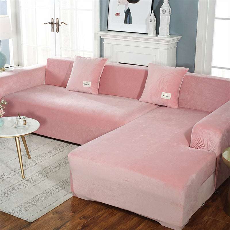 Pink Velvet Plush Sofa Cover