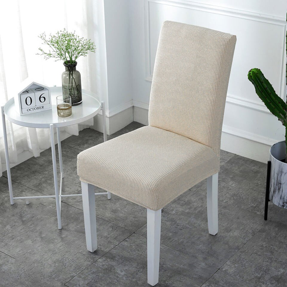 Beige Jacquard Dining Chair Cover