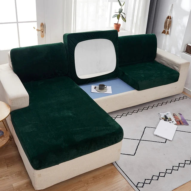 Green Velvet Sofa Cushion Cover