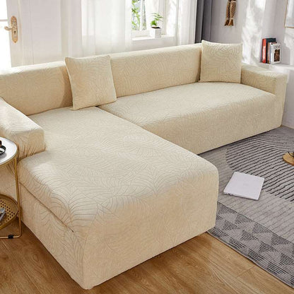 Beige Embossed Sofa Cover